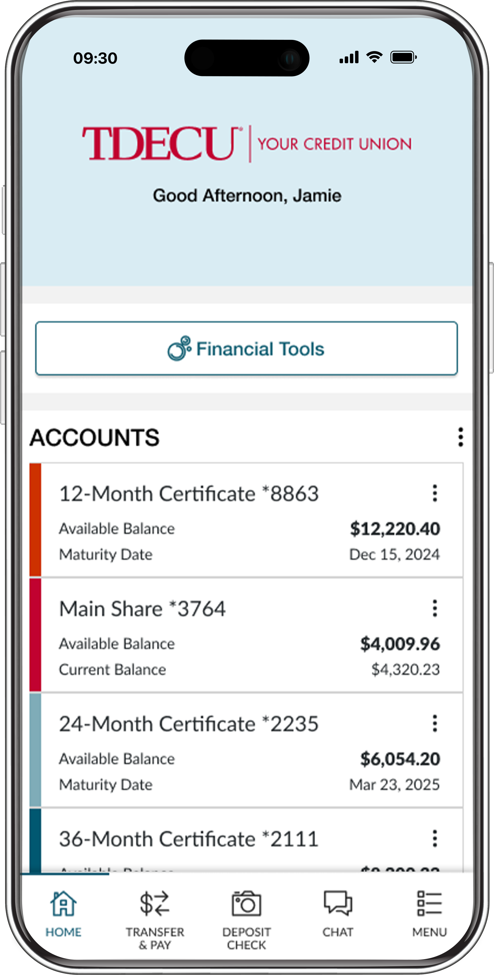 Digital Banking mobile account view