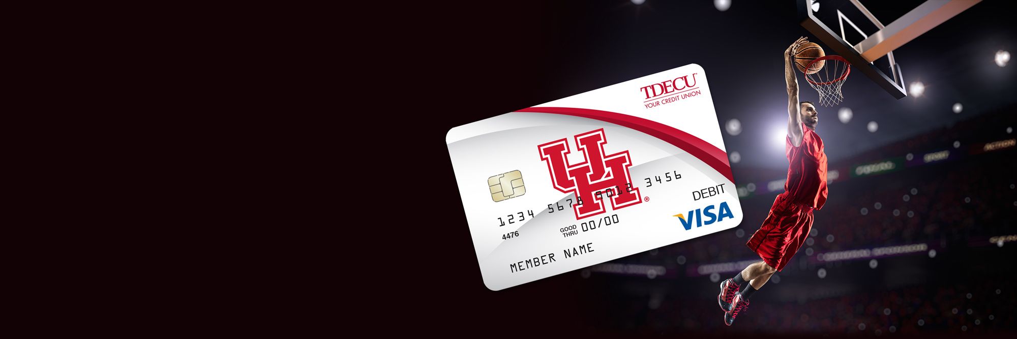 Bank like a champion with our exclusive card designed just for UH students.
