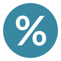 Blue circle with white percentage symbol